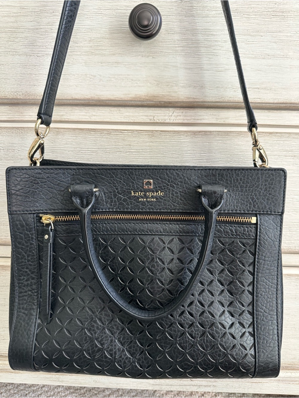 kate spade Black Embossed Leather Top-Handle tote - Picture 16 of 16